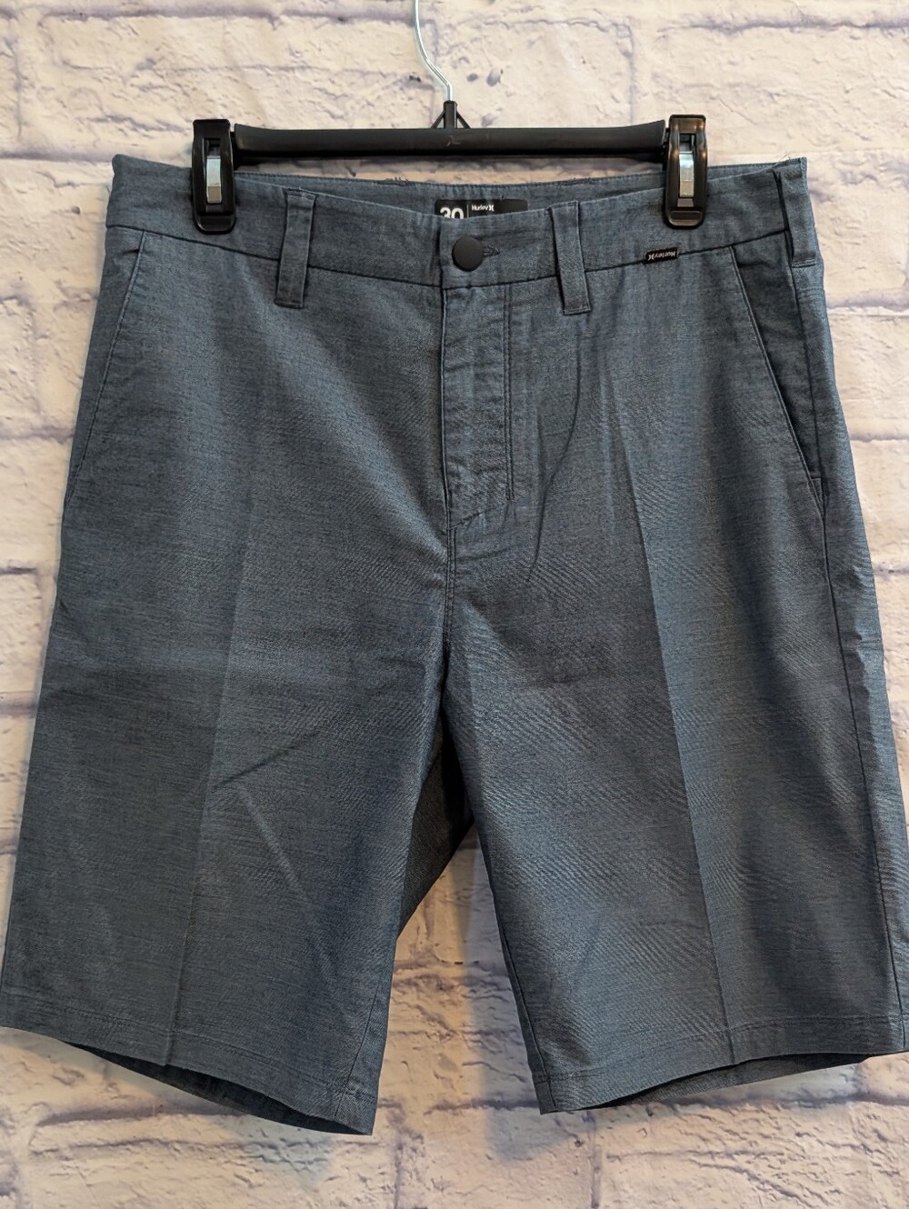 Hurley Heathered Slate Blue Flat Front Hybrid Style Shorts - Men's Size 30